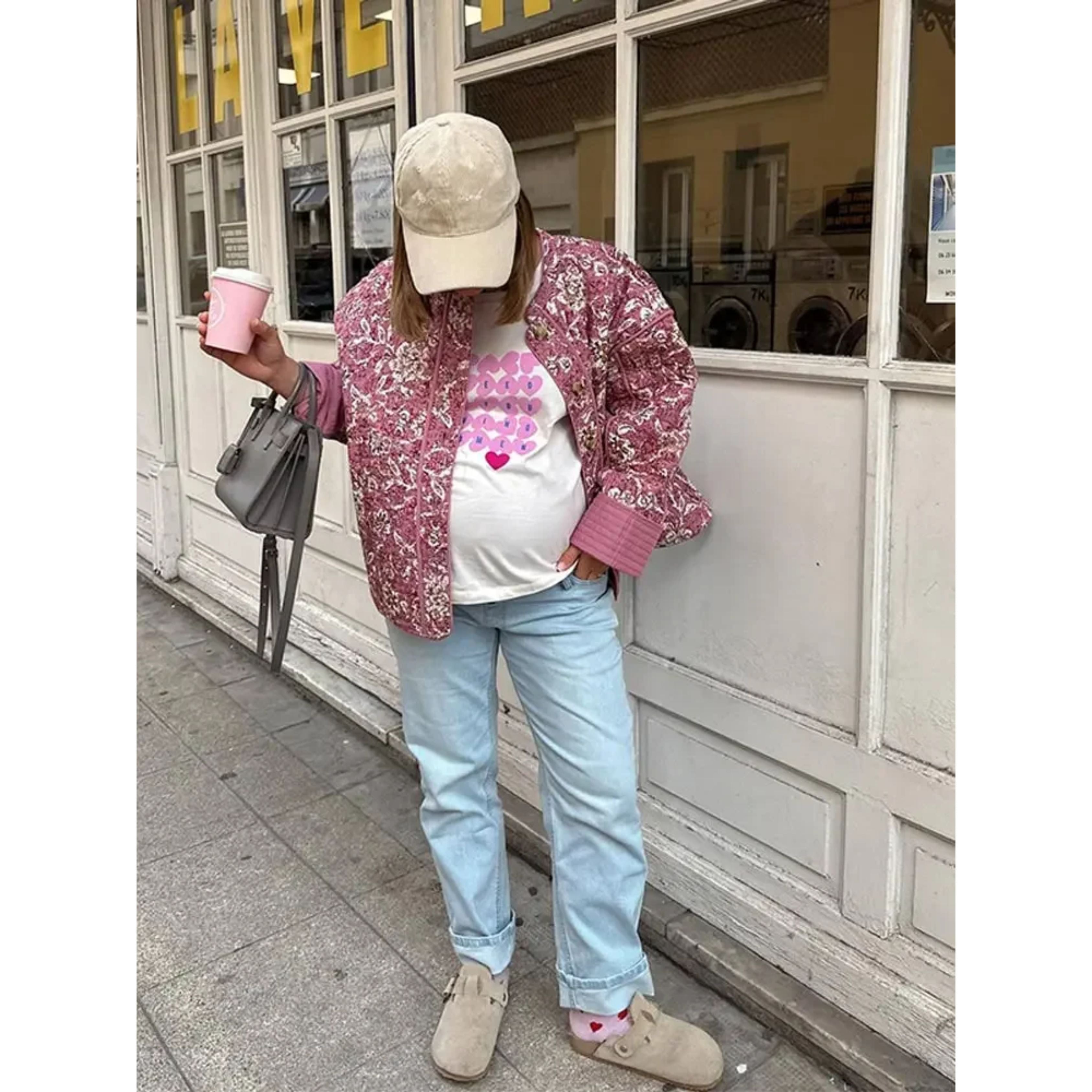 Oversized Jas - Loose Fit Roze Gewatteerde Jas voor dames-Boutique Moda