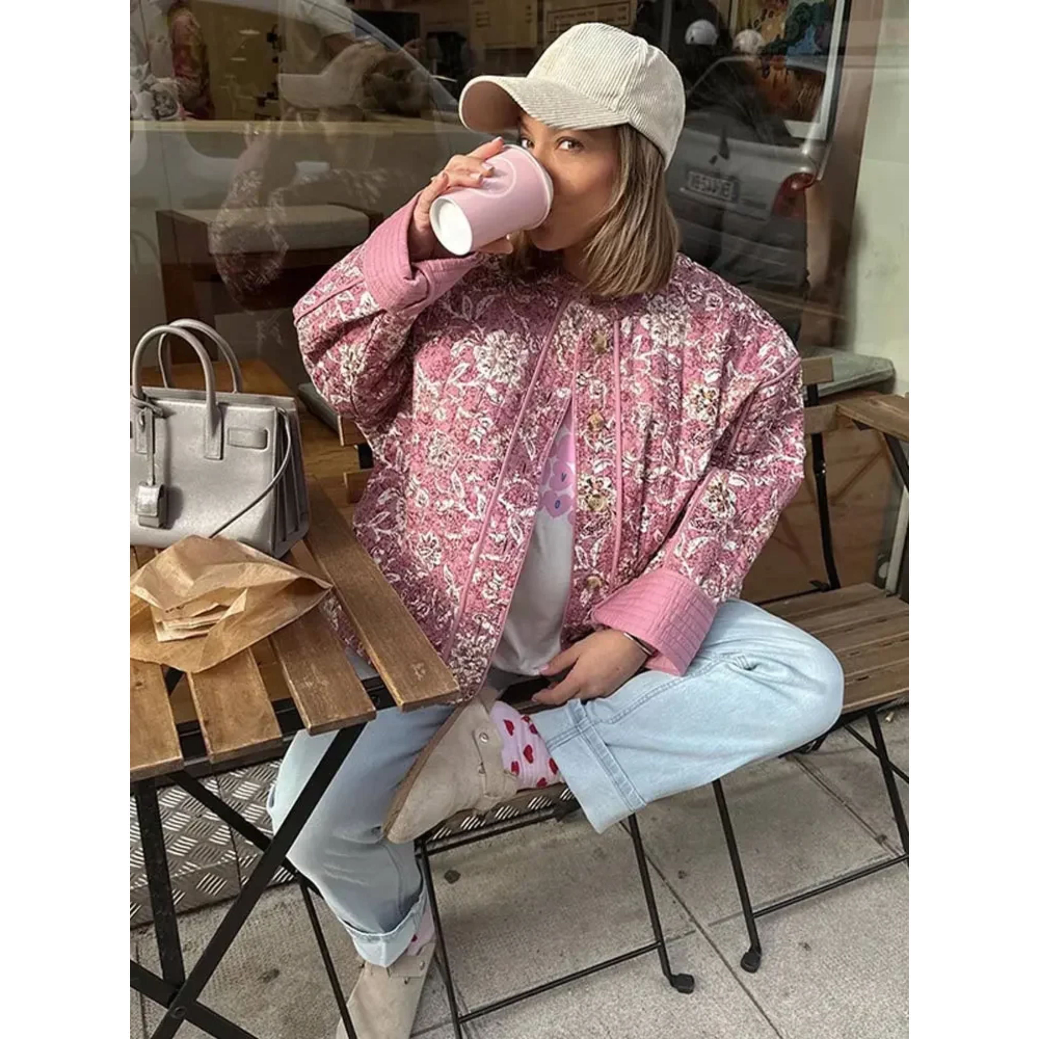 Oversized Jas - Loose Fit Roze Gewatteerde Jas voor dames-Boutique Moda