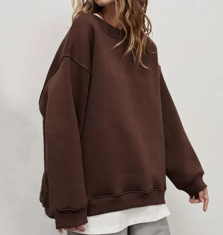 Oversized Sweatshirt - Effen Pullover Loose Fit voor dames-Boutique Moda