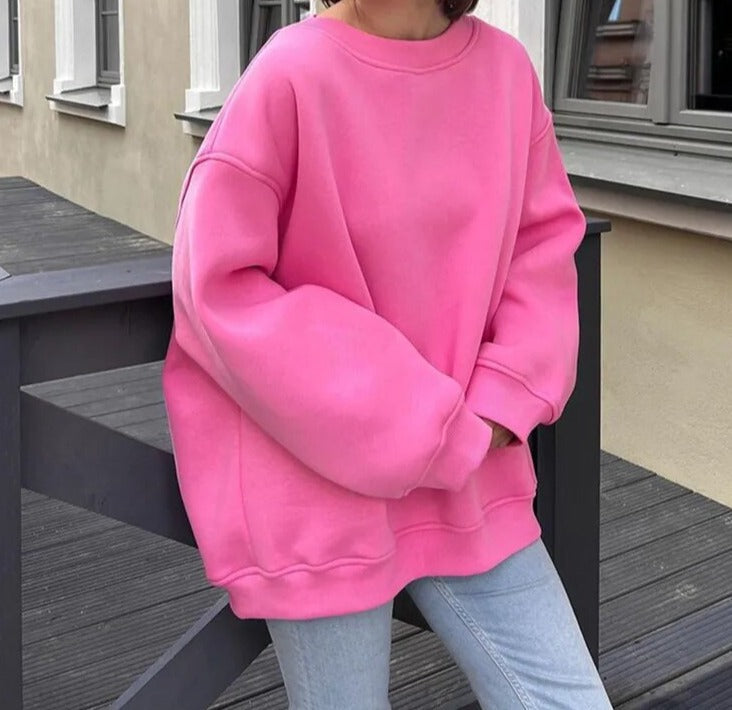 Oversized Sweatshirt - Effen Pullover Loose Fit voor dames-Boutique Moda