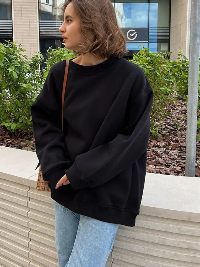 Oversized Sweatshirt - Effen Pullover Loose Fit voor dames-Boutique Moda