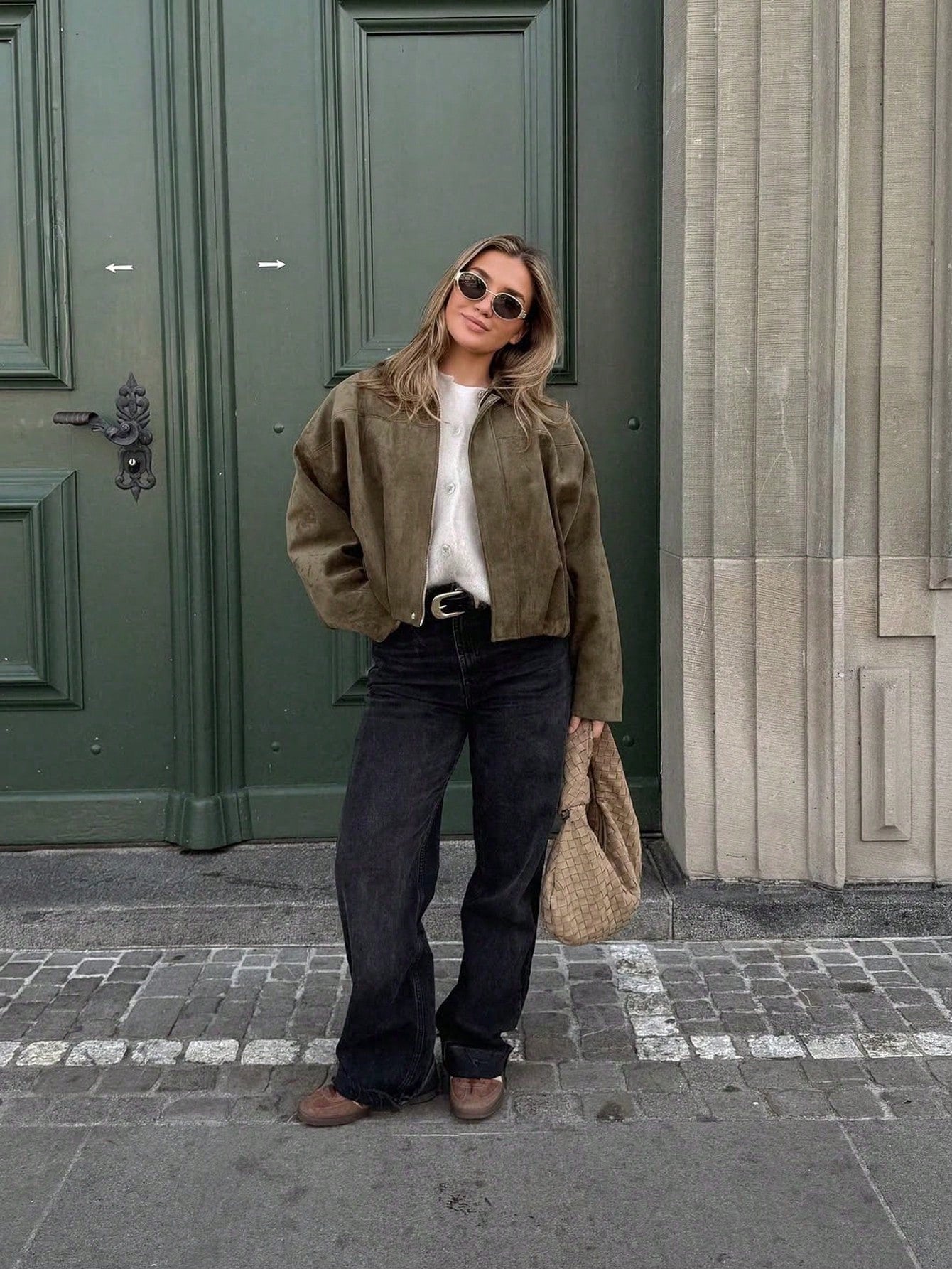Oversized bomberjack dames – Suèdelook jas met rits en kraag-Boutique Moda