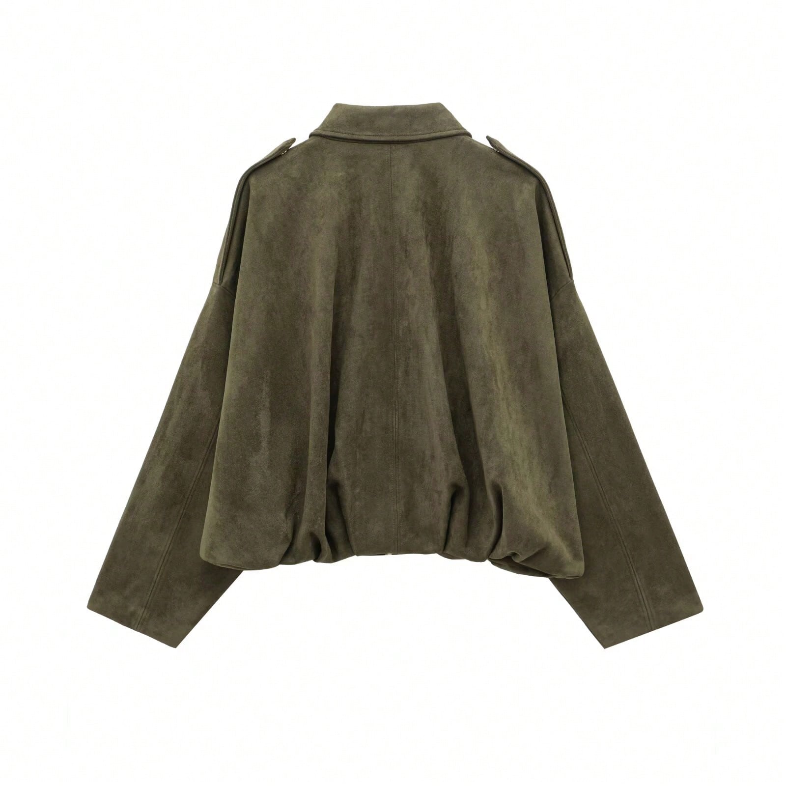 Oversized bomberjack dames – Suèdelook jas met rits en kraag-Boutique Moda