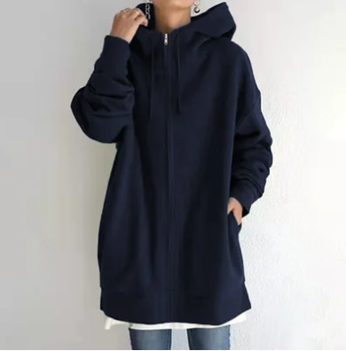 Oversized hoodie - Losvallende hoodie met lange ritssluiting voor dames-Boutique Moda
