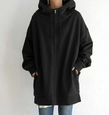 Oversized hoodie - Losvallende hoodie met lange ritssluiting voor dames-Boutique Moda
