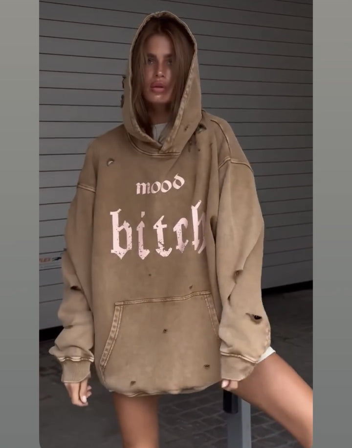 Oversized hoodie - gewassen - gescheurd - pullover hoodie - hoodie voor dames-Boutique Moda