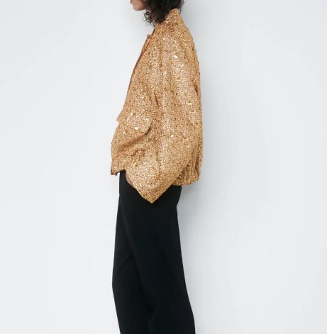 Paillettenjas - Damesjas met oversized gouden glitter-Boutique Moda