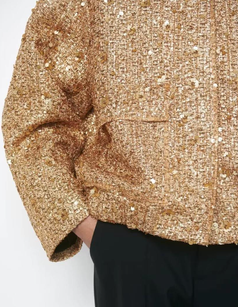 Paillettenjas - Damesjas met oversized gouden glitter-Boutique Moda