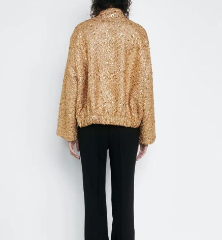 Paillettenjas - Damesjas met oversized gouden glitter-Boutique Moda
