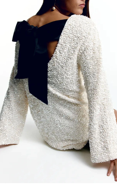 Paillettenjurk - Damesjurk met lange mouwen, sprankelende mini-feestjurk-Boutique Moda