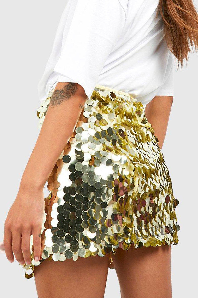 Paillettenrok - Fonkelende - Hoge Taille - Minirok - Feestrokje-Boutique Moda