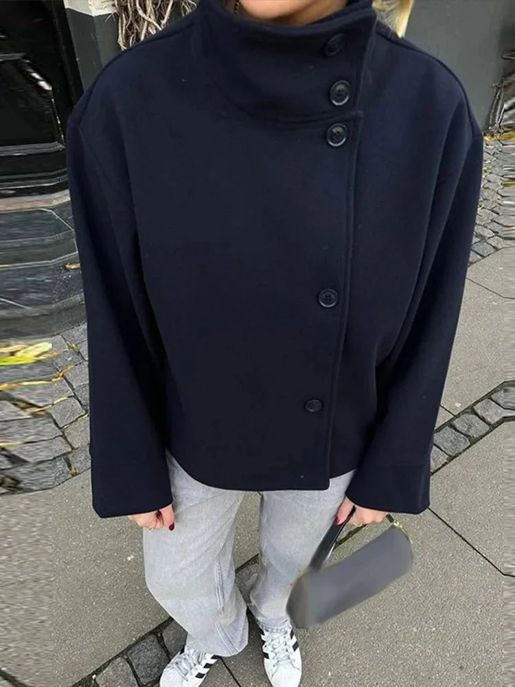 Pea Coat - Korte relaxte damesjas met opstaande kraag-Boutique Moda