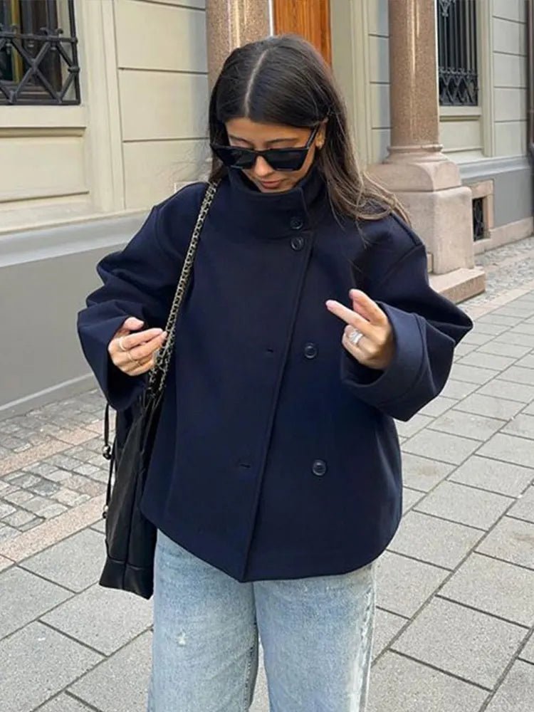 Pea Coat - Korte relaxte damesjas met opstaande kraag-Boutique Moda