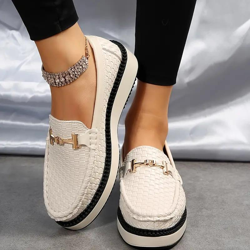 Platform Loafers - Geweven - Comfortabel - Damesschoenen - Slipschoenen-Boutique Moda