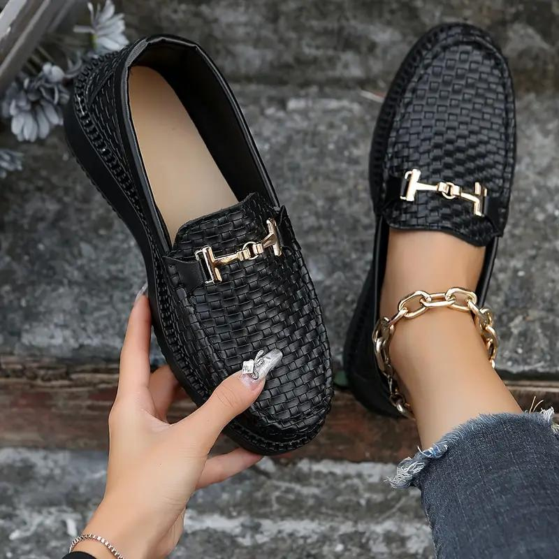 Platform Loafers - Geweven - Comfortabel - Damesschoenen - Slipschoenen-Boutique Moda