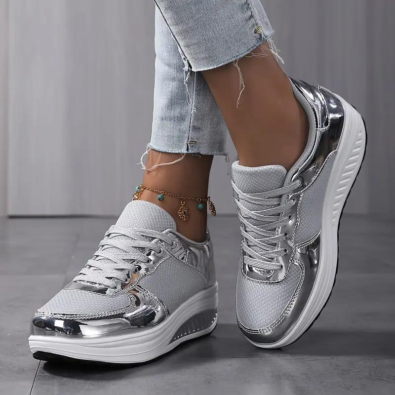 Platform Sneakers, Comfortabel, Veterschoenen, Damesschoenen, Mesh Sneakers-Boutique Moda