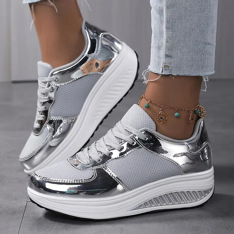Platform Sneakers, Comfortabel, Veterschoenen, Damesschoenen, Mesh Sneakers-Boutique Moda