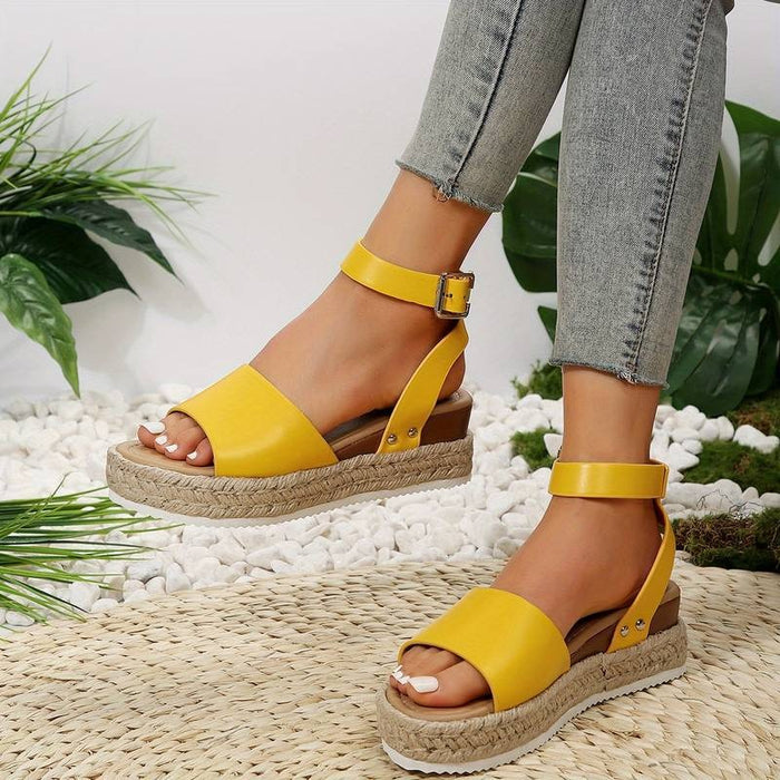 Platform sandalen | Enkelbandje | Boho | Espadrille sandalen | Damessandalen-Boutique Moda