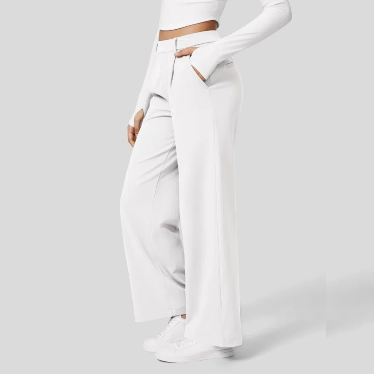 Plissébroek – Hoge taille – Lichtgewicht – Wijde broek – Damesbroek-Boutique Moda
