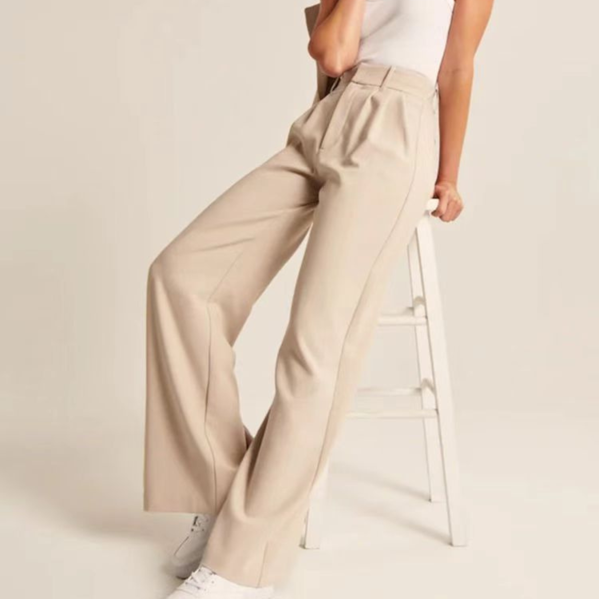 Plissébroek – Hoge taille – Lichtgewicht – Wijde broek – Damesbroek-Boutique Moda