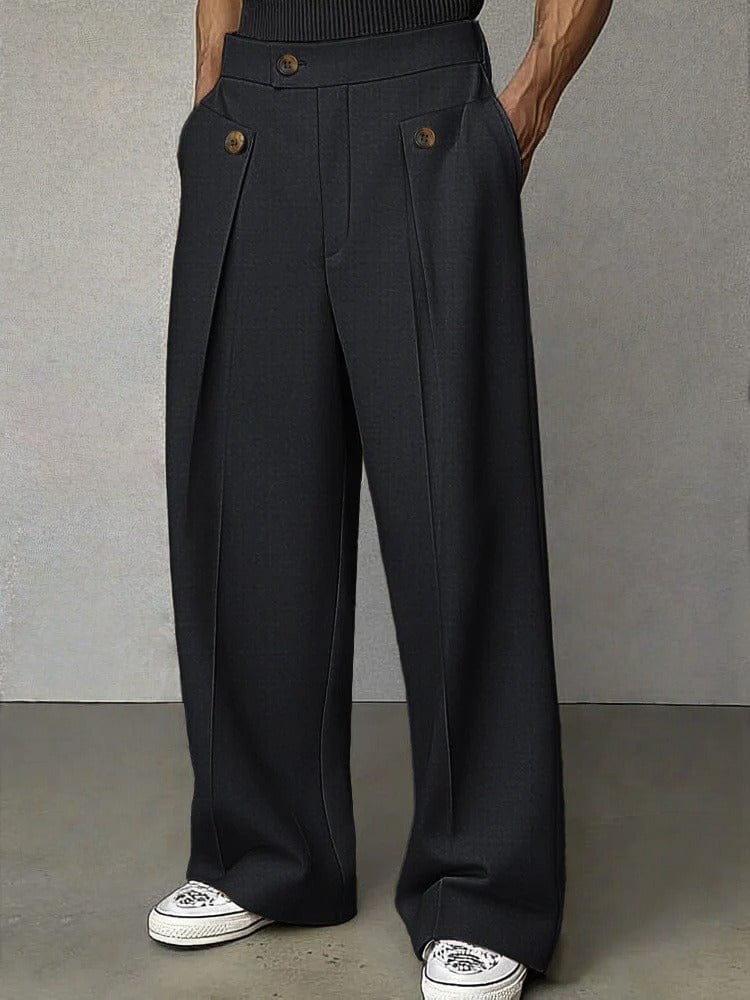 Plissébroek – Losse pasvorm – Business casual – Broek met wijde pijpen – Herenbroek-Boutique Moda