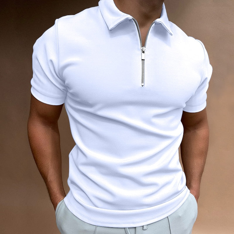 Polo T-shirt | Effen | Met kraag | T-shirt met kwartritssluiting | Poloshirt voor mannen-Boutique Moda