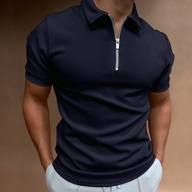 Polo T-shirt | Half-ritssluiting | Kraag | Kwart-ritssluiting T-shirt | Polo shirt voor mannen-Boutique Moda