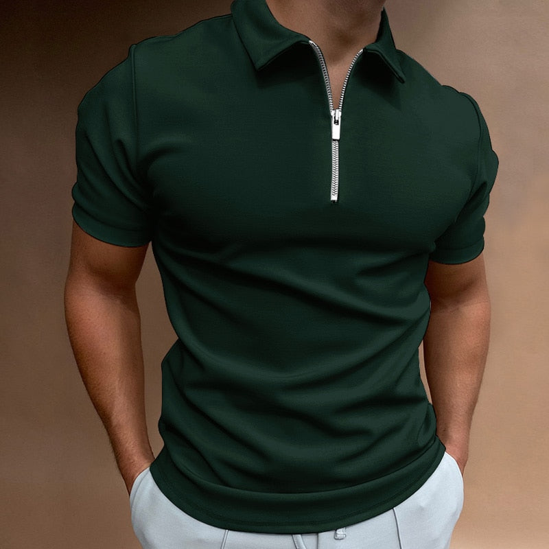 Polo T-shirt | Half-ritssluiting | Kraag | Kwart-ritssluiting T-shirt | Polo shirt voor mannen-Boutique Moda