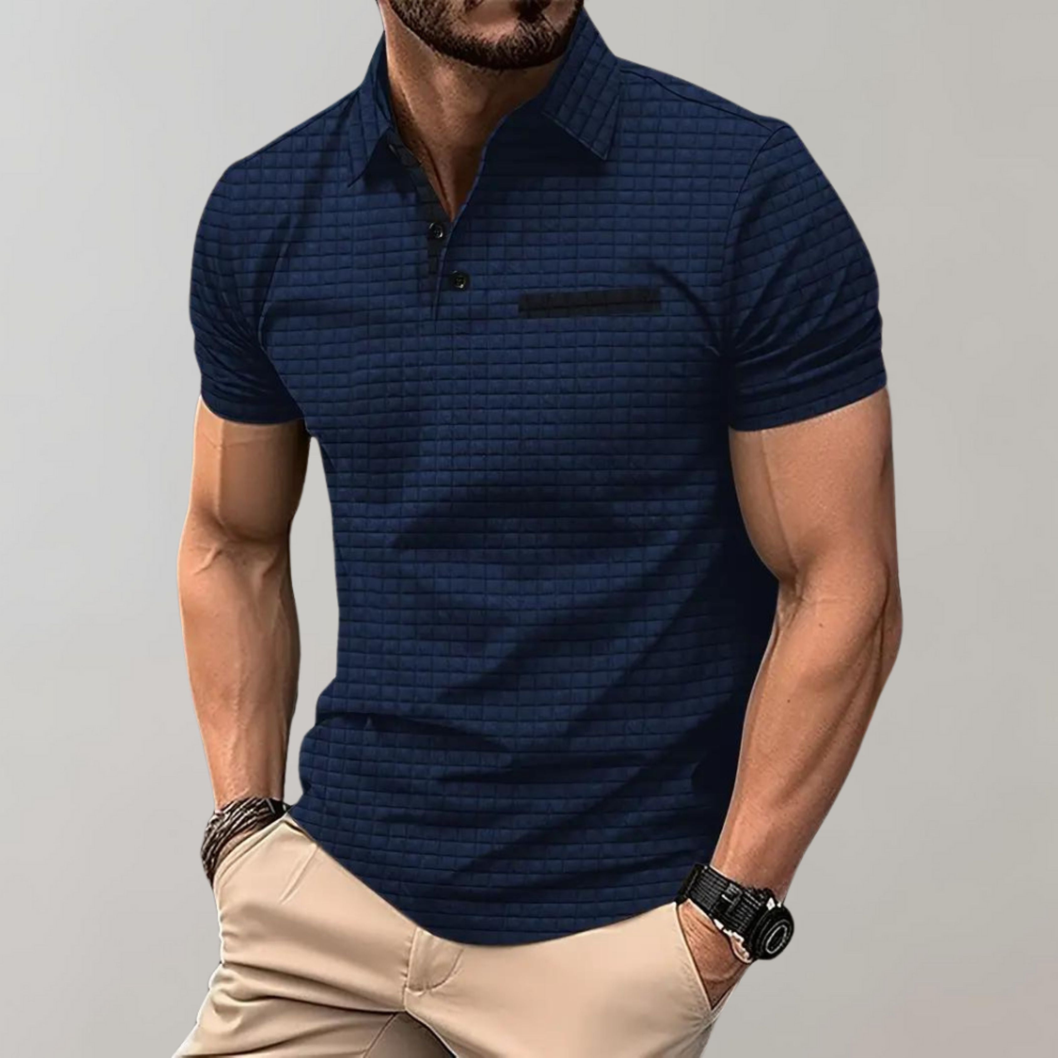 Polo T-shirt | Knoopsluiting | Borstzak | T-shirt met kraag | Polo's voor heren-Boutique Moda