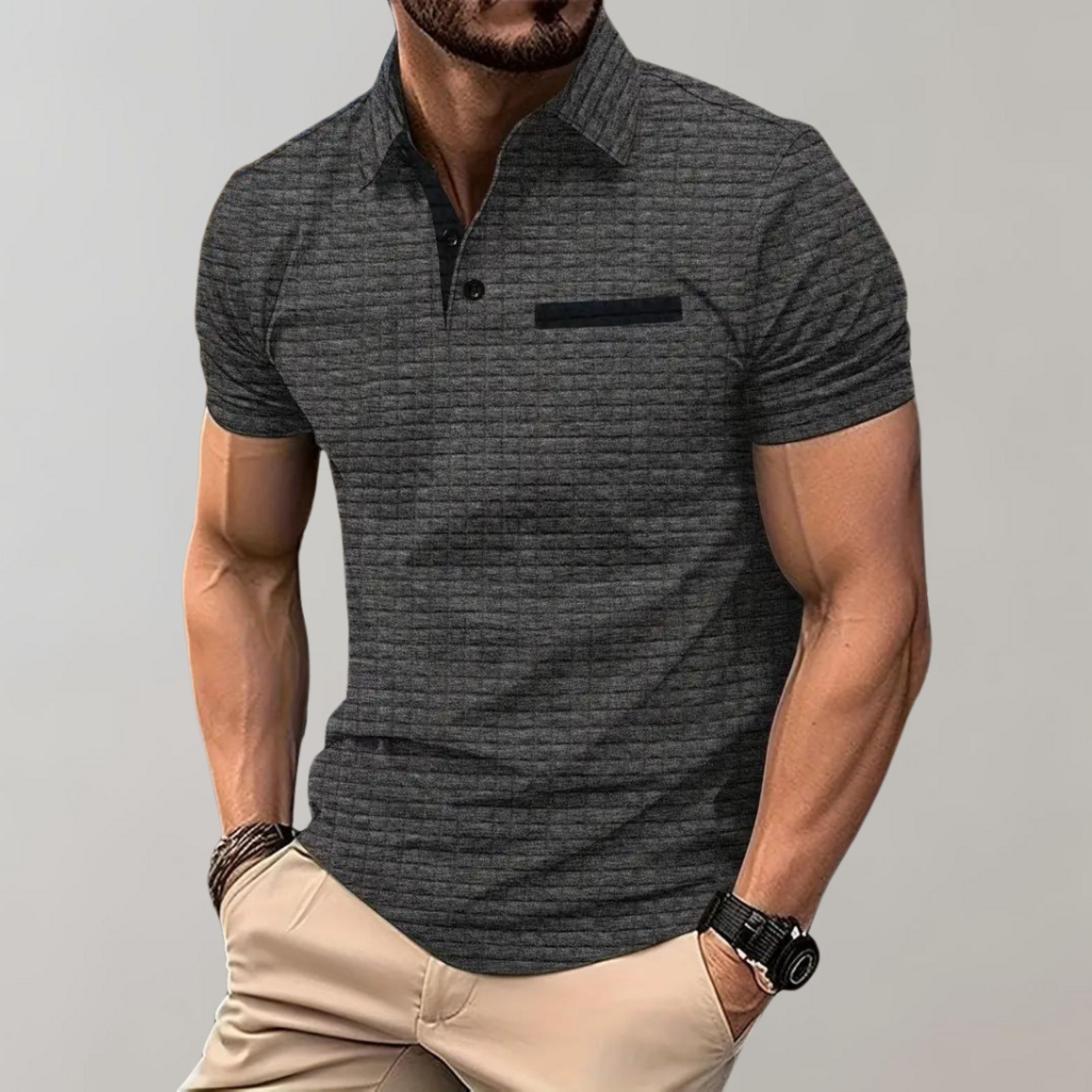 Polo T-shirt | Knoopsluiting | Borstzak | T-shirt met kraag | Polo's voor heren-Boutique Moda