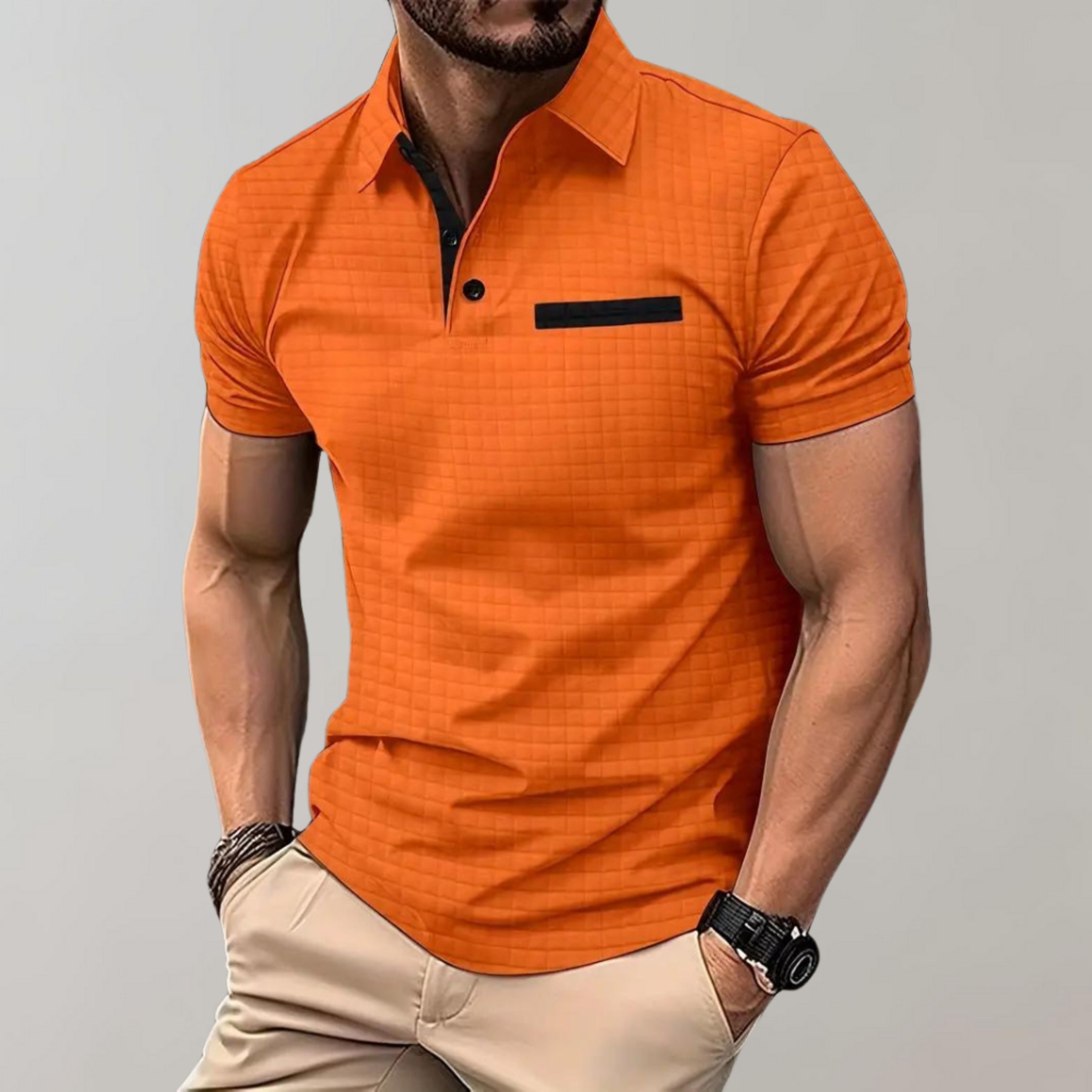 Polo T-shirt | Knoopsluiting | Borstzak | T-shirt met kraag | Polo's voor heren-Boutique Moda