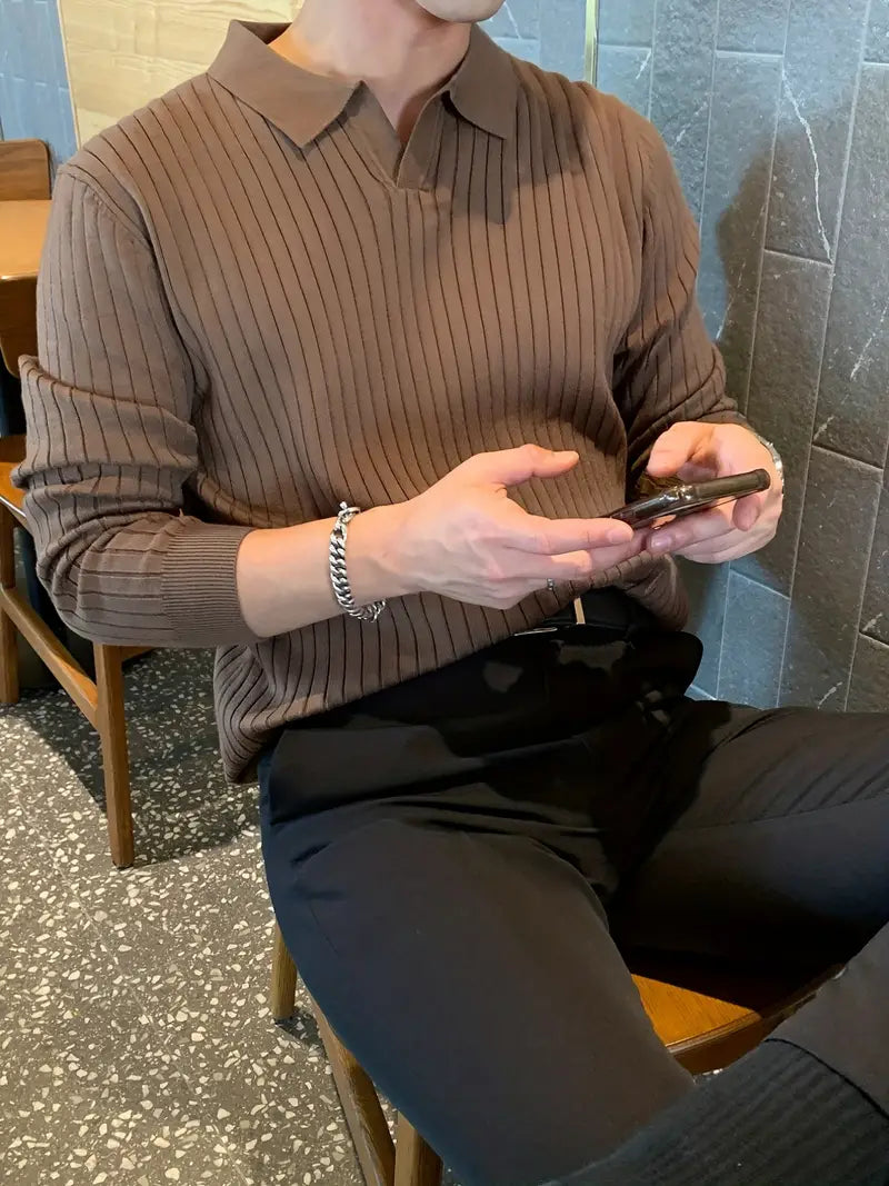 Polo Trui | Kraag | Vrijetijdskleding | Gebreide Trui | Herenkleding-Boutique Moda