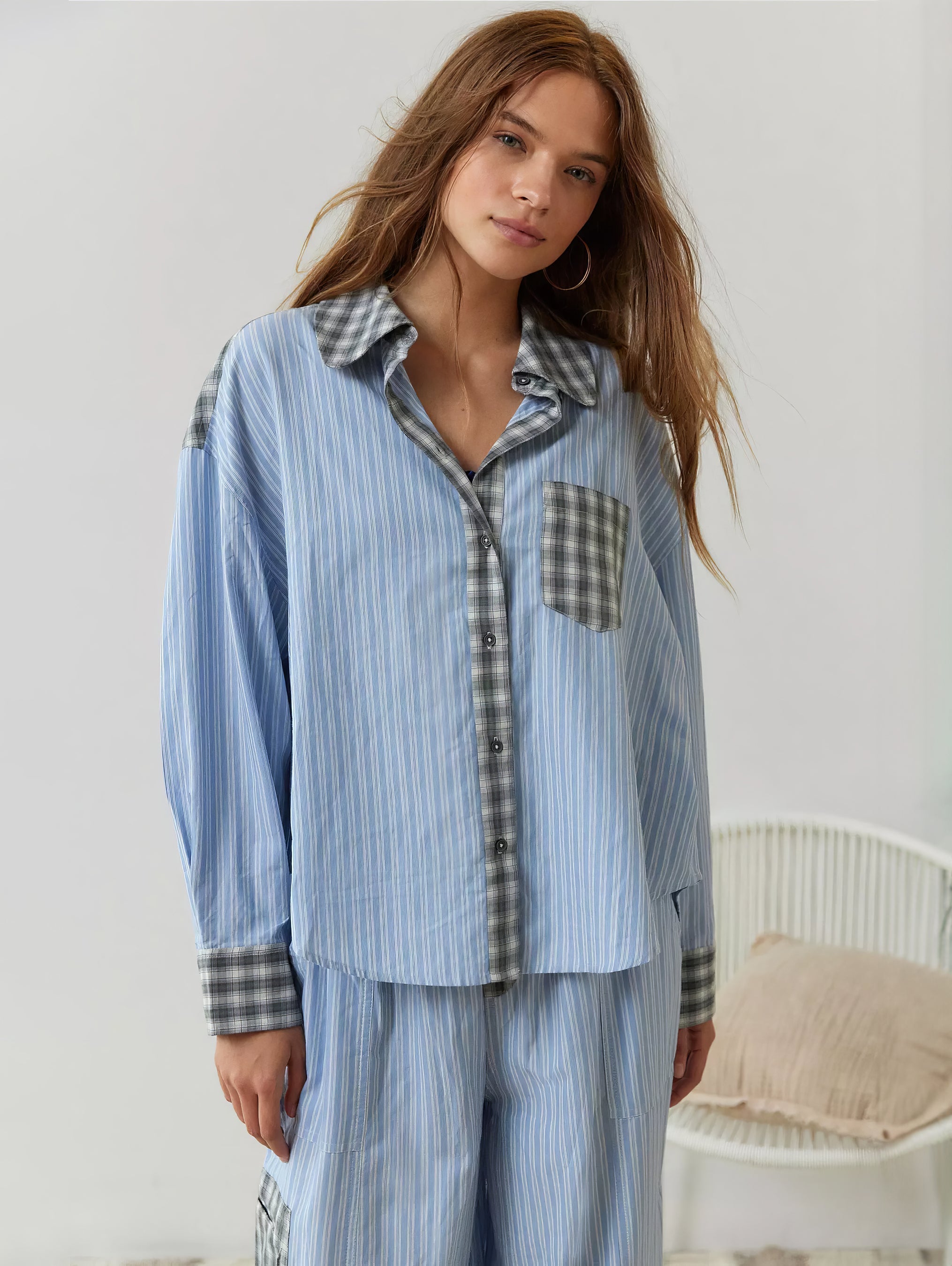 Pyjamaset - Geruit - Met knopen - Pyjama met lange mouwen - Damespyjama-Boutique Moda