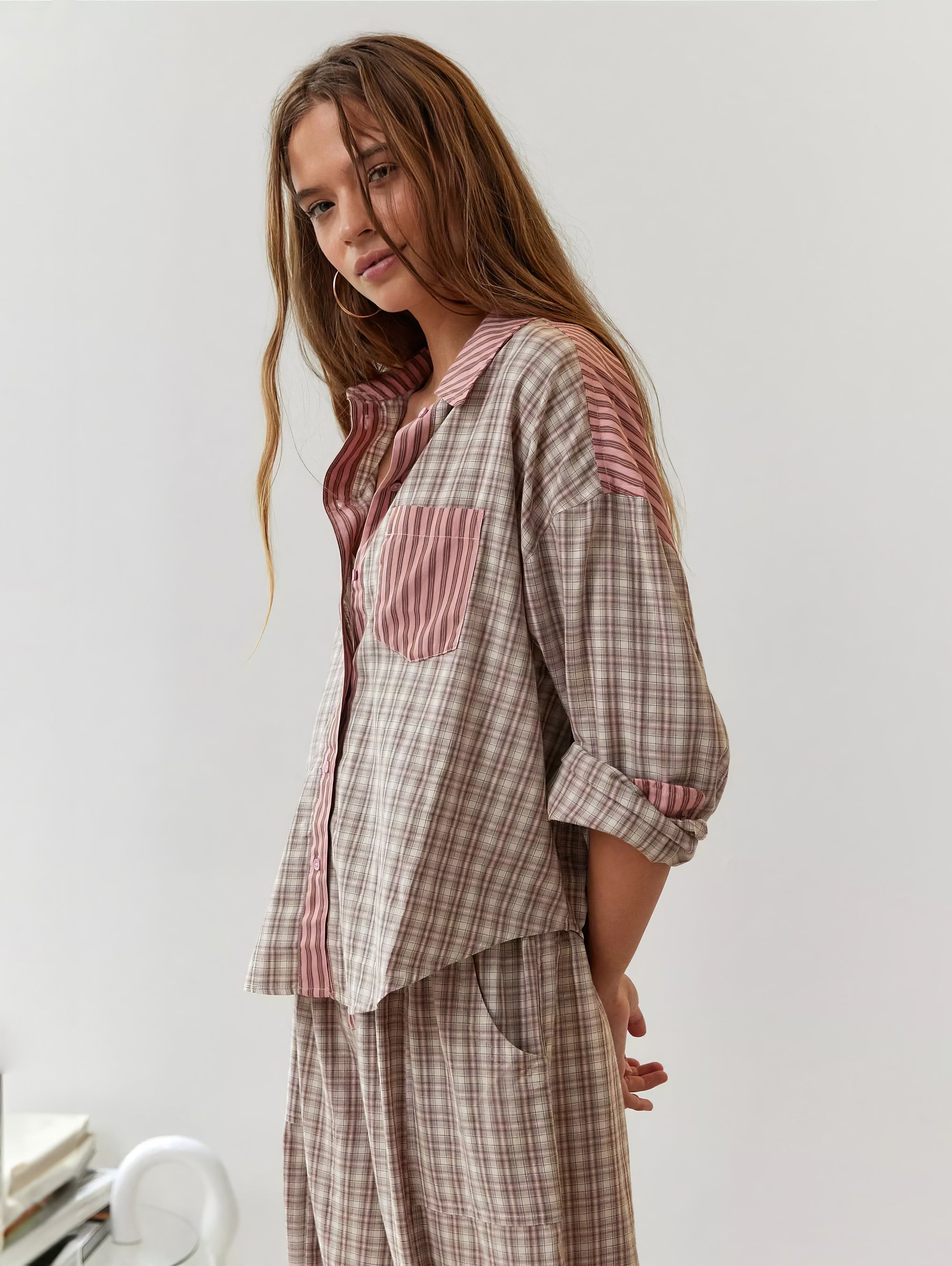 Pyjamaset - Geruit - Met knopen - Pyjama met lange mouwen - Damespyjama-Boutique Moda