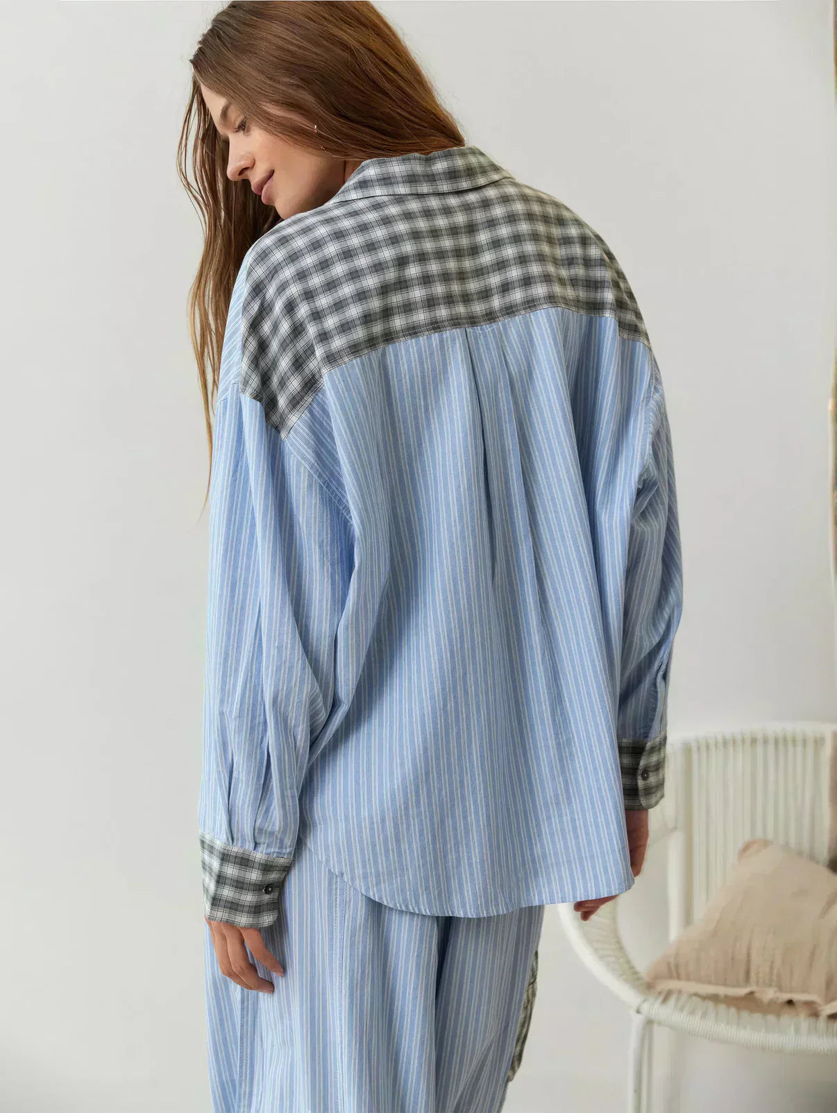 Pyjamaset - Ruime pyjama met lange mouwen en ruitjesmotief voor dames-Boutique Moda