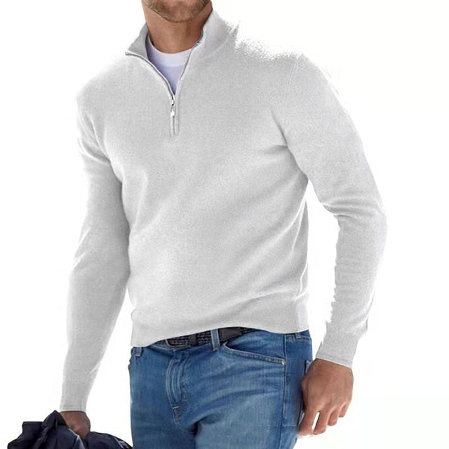 Quarter-Zip Jumper - Gebreide pullover met halve rits voor heren-Boutique Moda