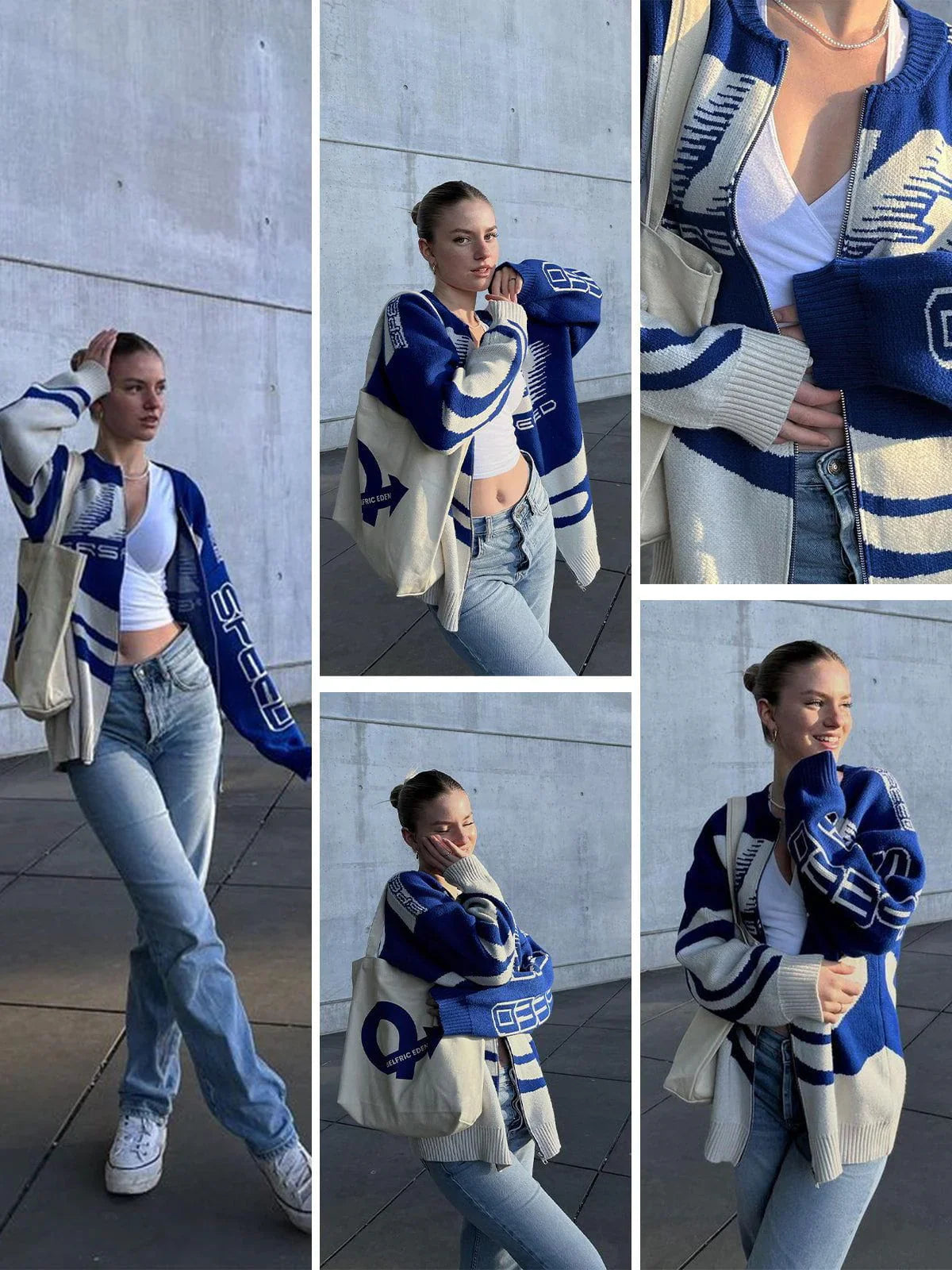 Racer Jacket - Unisex - Zip-Up - Gebreid vest - Oversized vest-Boutique Moda