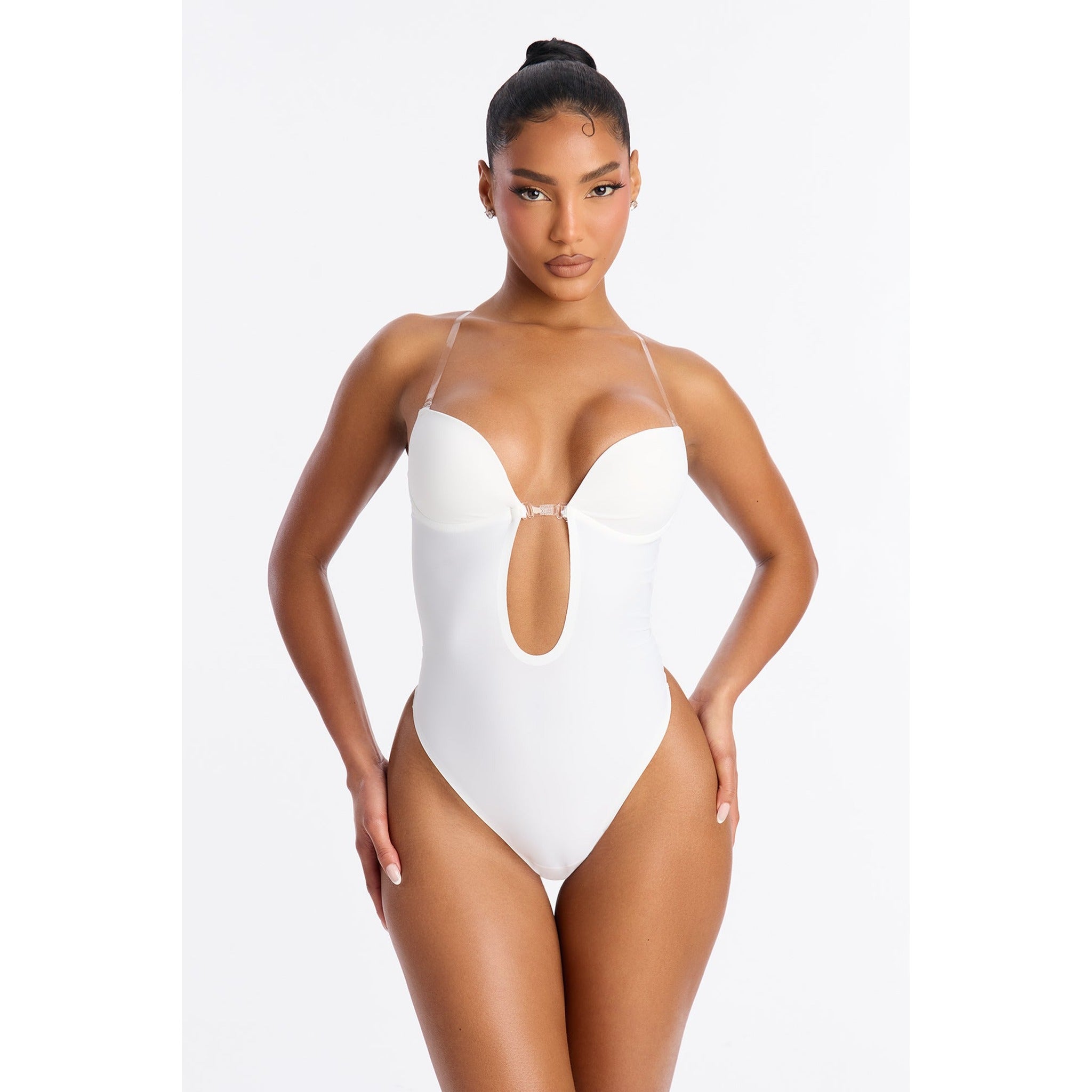 Rugloze bodysuit dames – Shapewear met diepe V-hals en ingebouwde beha-Boutique Moda