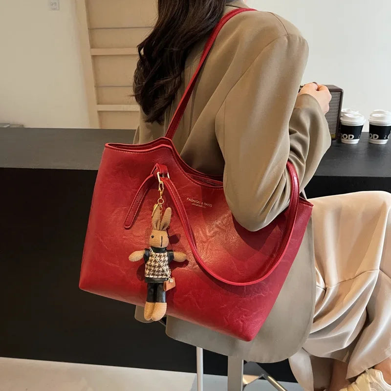 Rustic Edge | Vegan Leren Shopper | Ruime Vintage Schoudertas-Boutique Moda