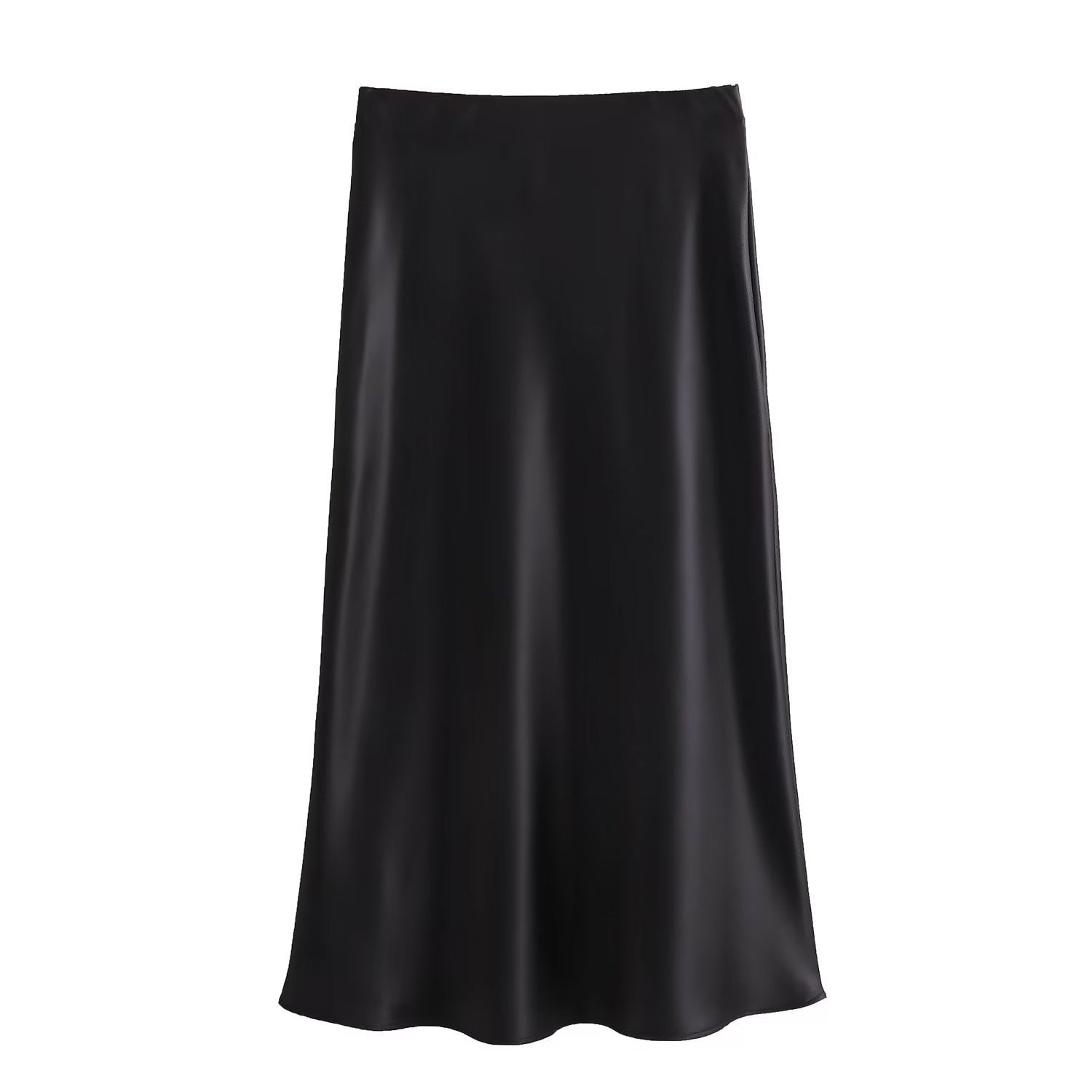 Satijnen Rok - Midi-rok van zijde en satijn met hoge taille voor dames-Boutique Moda