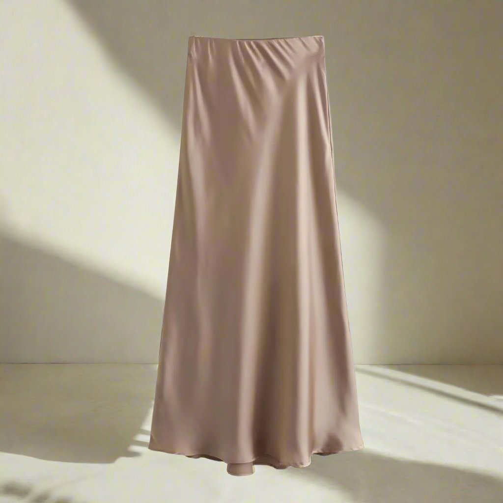 Satijnen Rok - Midi-rok van zijde en satijn met hoge taille voor dames-Boutique Moda