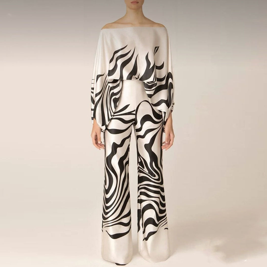 Satin Co-Ord - Damesblazer en wijde broek tweedelige set-Boutique Moda