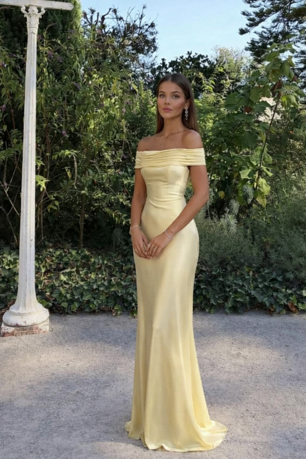 Satinkleid | Elegant | Schulterfrei | Maxikleid | Cocktailkleid-Boutique Moda