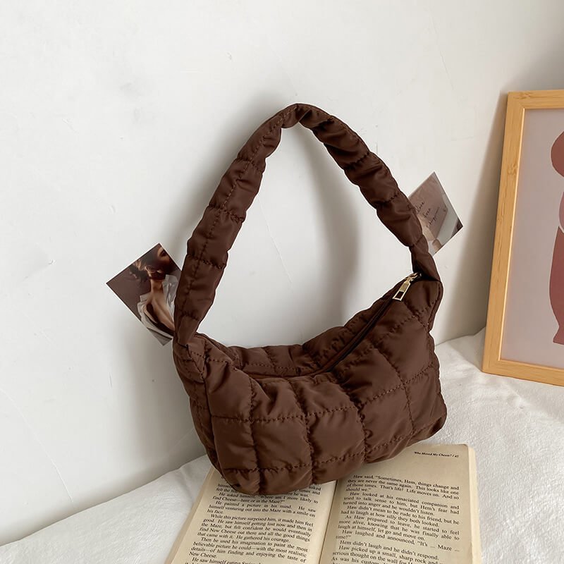 Schoudertasje Dames | Gewatteerd Puffer | Rits 23 cm-Boutique Moda