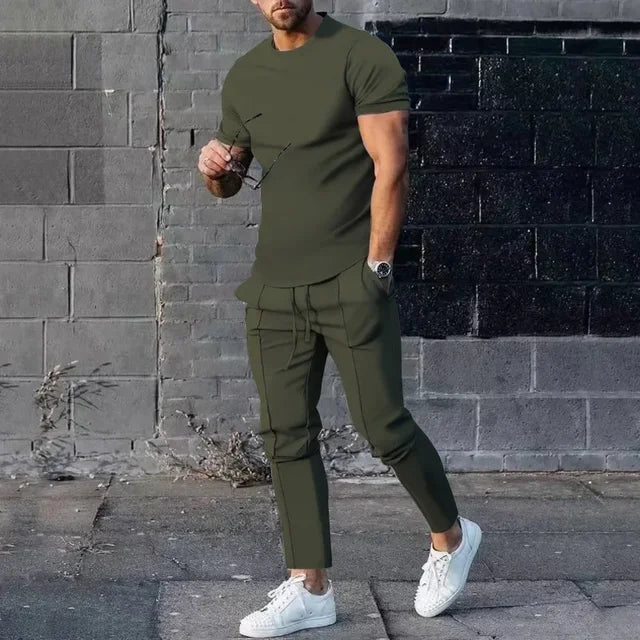 Set T-shirt en Joggers - Casual Slim Fit Tweedelige Heren Set-Boutique Moda