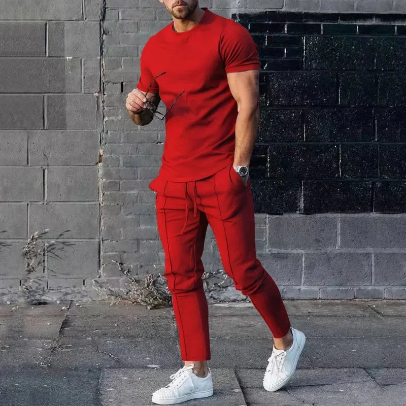 Set T-shirt en Joggers - Casual Slim Fit Tweedelige Heren Set-Boutique Moda