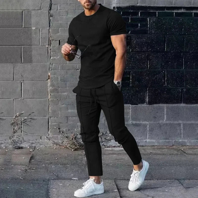 Set T-shirt en Joggers - Casual Slim Fit Tweedelige Heren Set-Boutique Moda