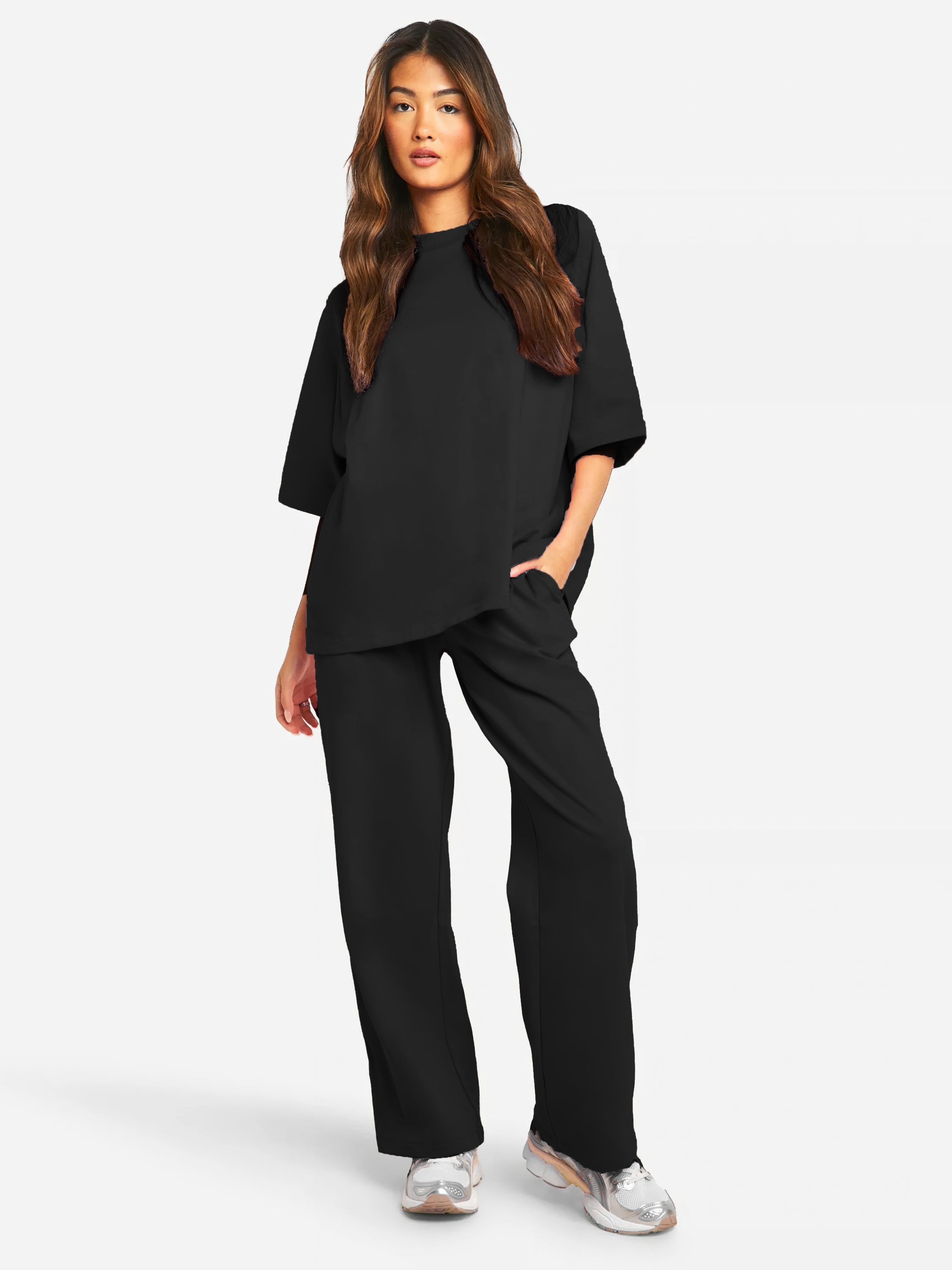 Set met oversized T-shirt en joggingbroek – Casual tweedelige set voor dames-Boutique Moda