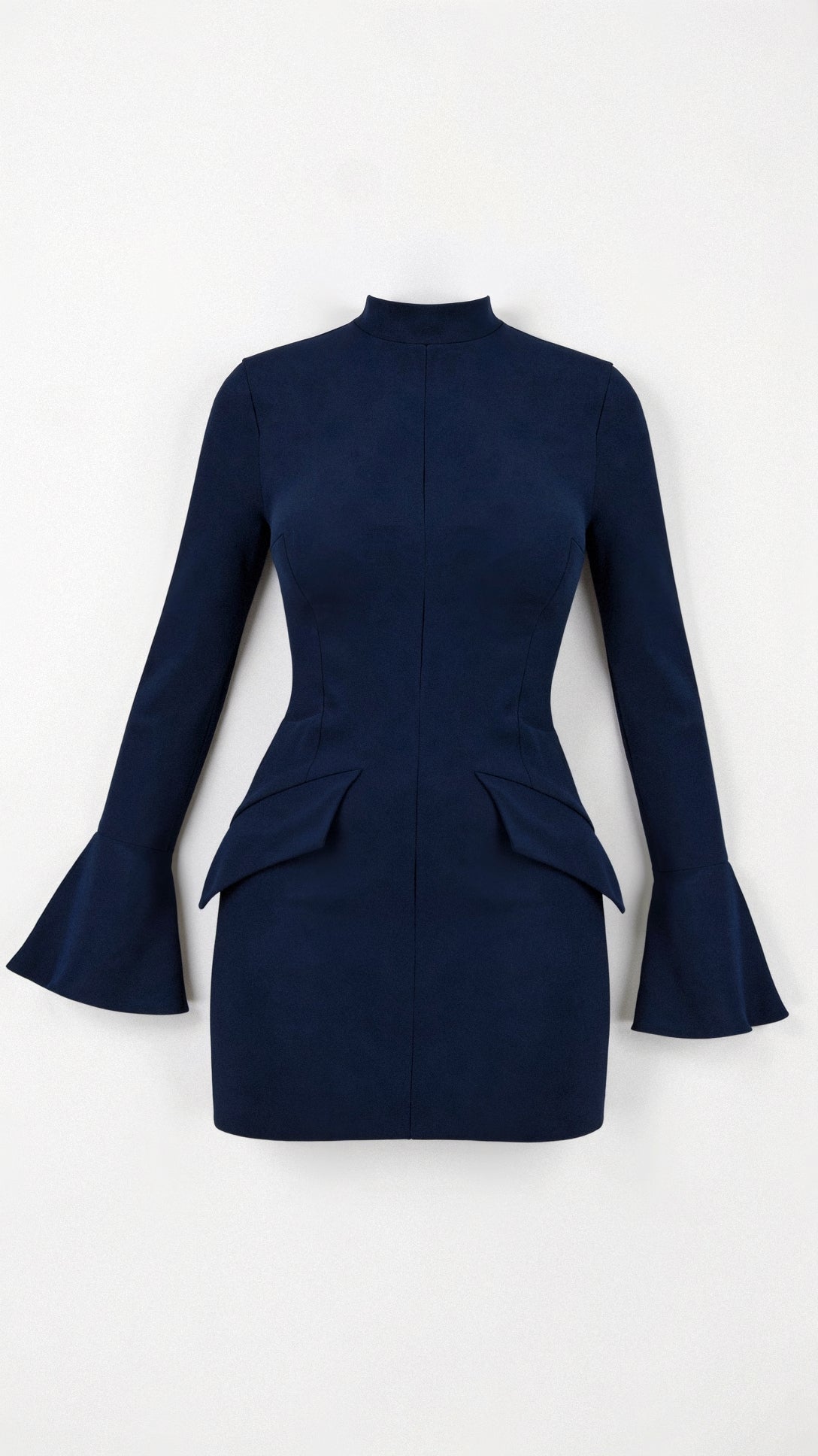 Sheath Dress - Lange Mouw - Hoge Hals - Mini Dress - Formele Jurk-Boutique Moda