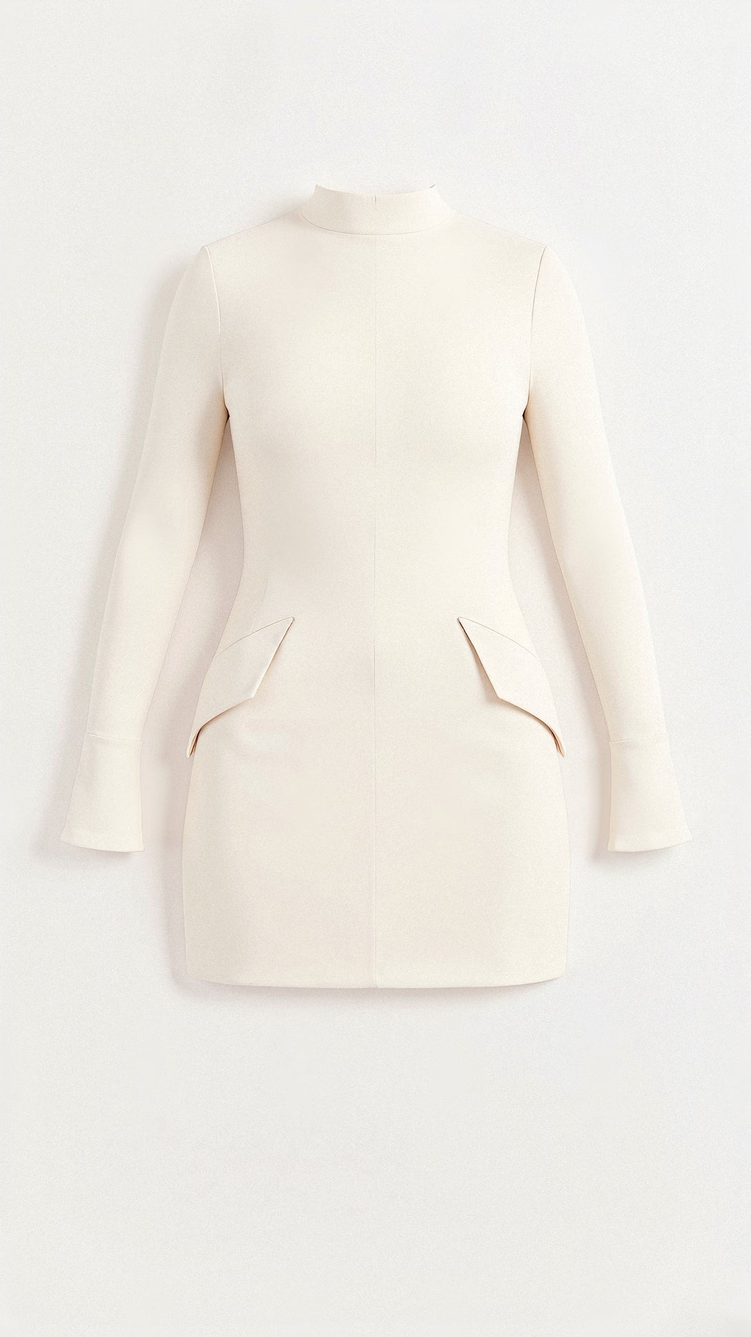 Sheath Dress - Lange Mouw - Hoge Hals - Mini Dress - Formele Jurk-Boutique Moda